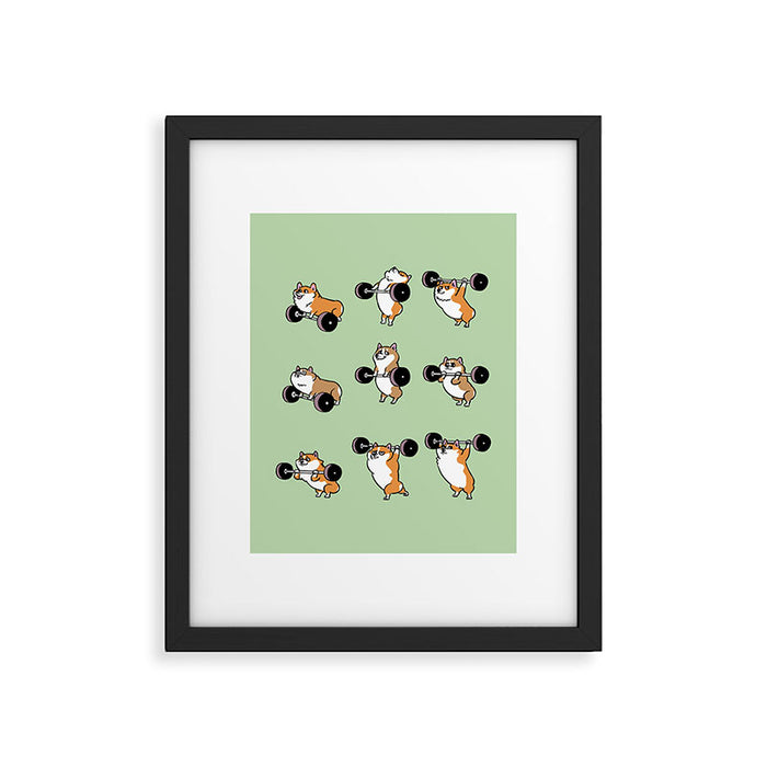 Olympic Lifting Corgi Framed Art Print Gallery Image 1