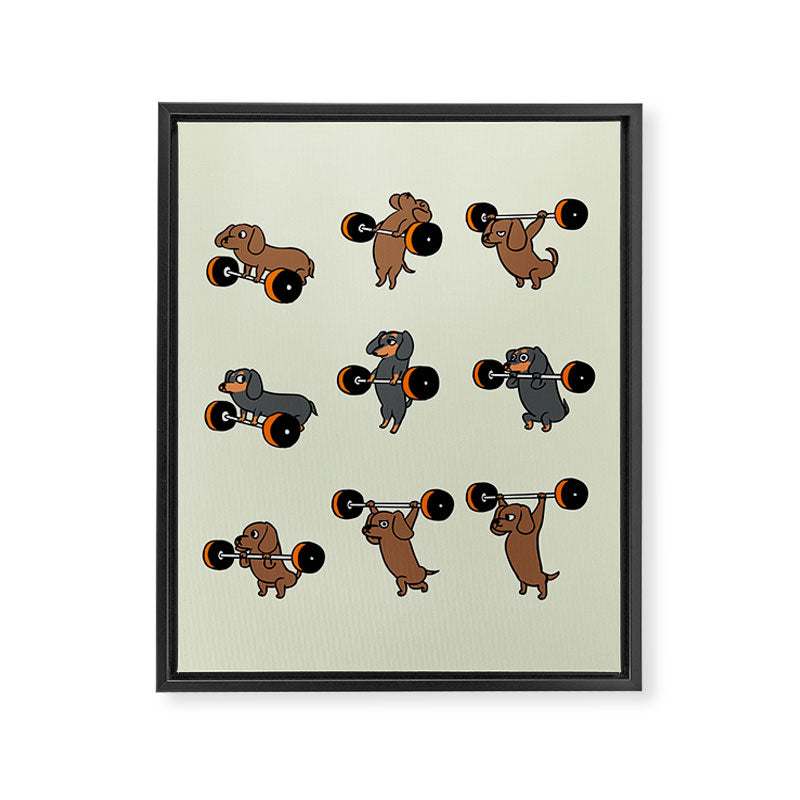 Olympic Lifting Dachshund Framed Canvas Print Gallery Image 8
