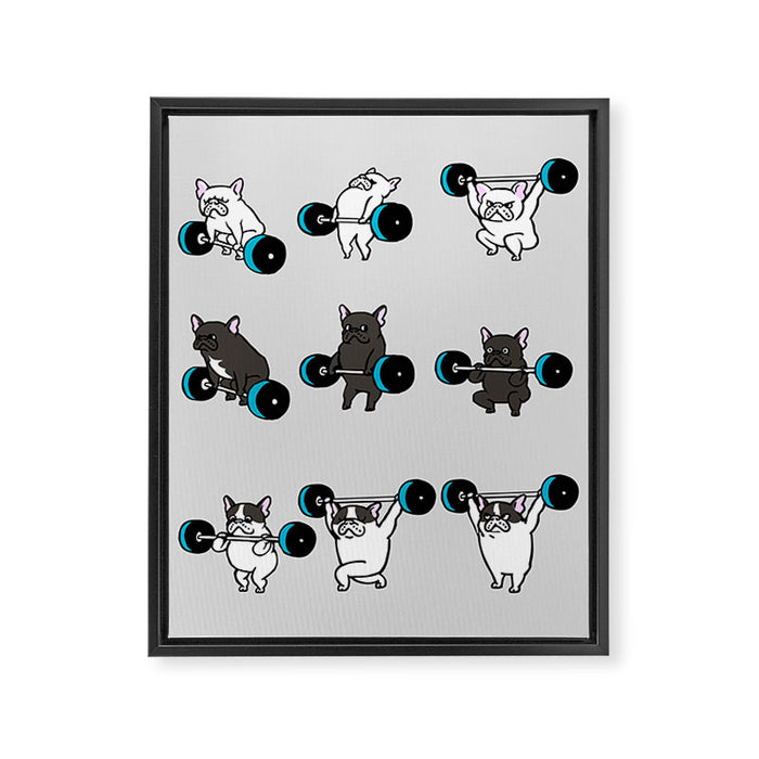 OLYMPIC LIFTING FRENCHIE Framed Canvas Print Gallery Image 1
