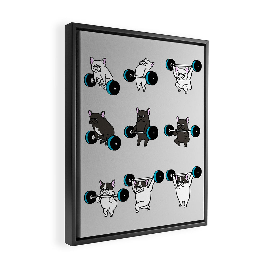 OLYMPIC LIFTING FRENCHIE Framed Canvas Print Gallery Image 2