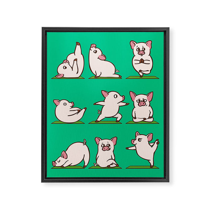 Pig Yoga Framed Canvas Print Gallery Image 1