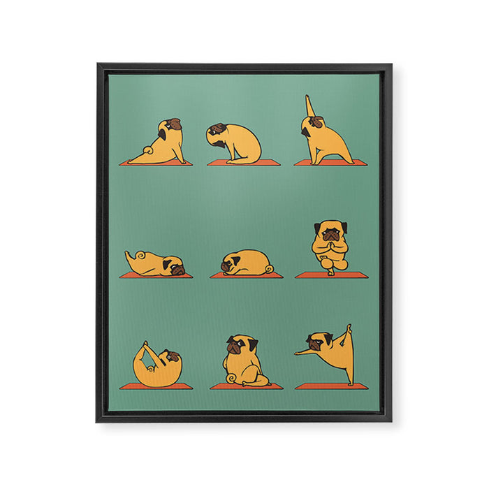 Pug Yoga Framed Canvas Print Gallery Image 1