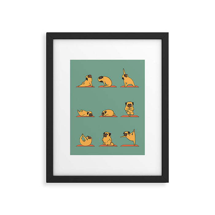 Pug Yoga Framed Art Print Gallery Image 1