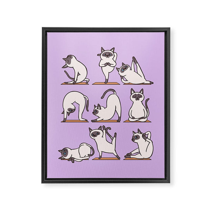 Siamese Cat Yoga Framed Canvas Print Gallery Image 1
