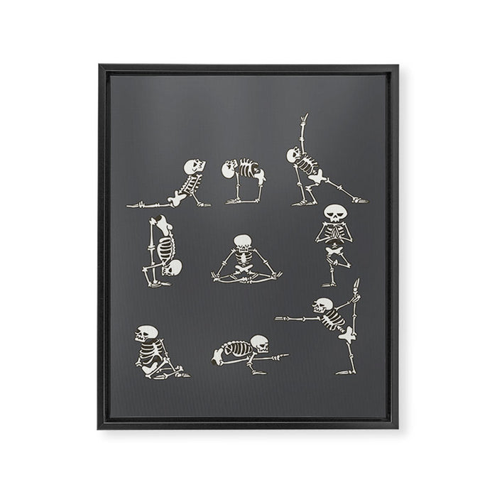 Skeleton Yoga_Gray Framed Canvas Print Gallery Image 1