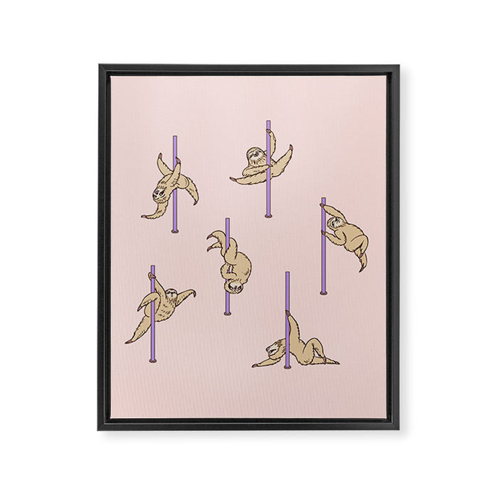 Sloths Pole Dancing Club Framed Canvas Print Gallery Image 1
