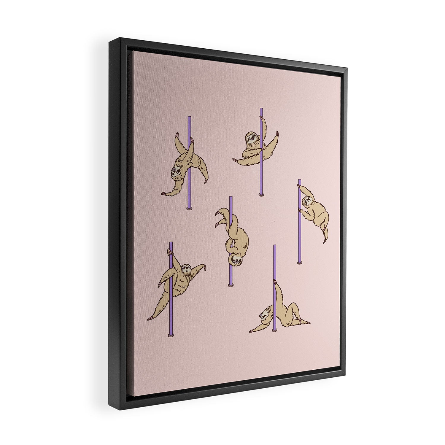 Sloths Pole Dancing Club Framed Canvas Print Gallery Image 2