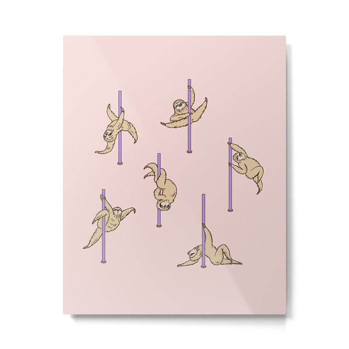 Sloths Pole Dancing Club Metal Print Gallery Image 1