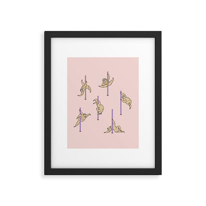 Sloths Pole Dancing Club Framed Art Print Gallery Image 1