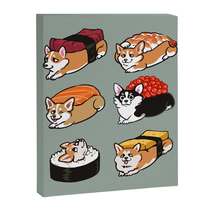 Sushi  Corgi Canvas Print Gallery Image 1