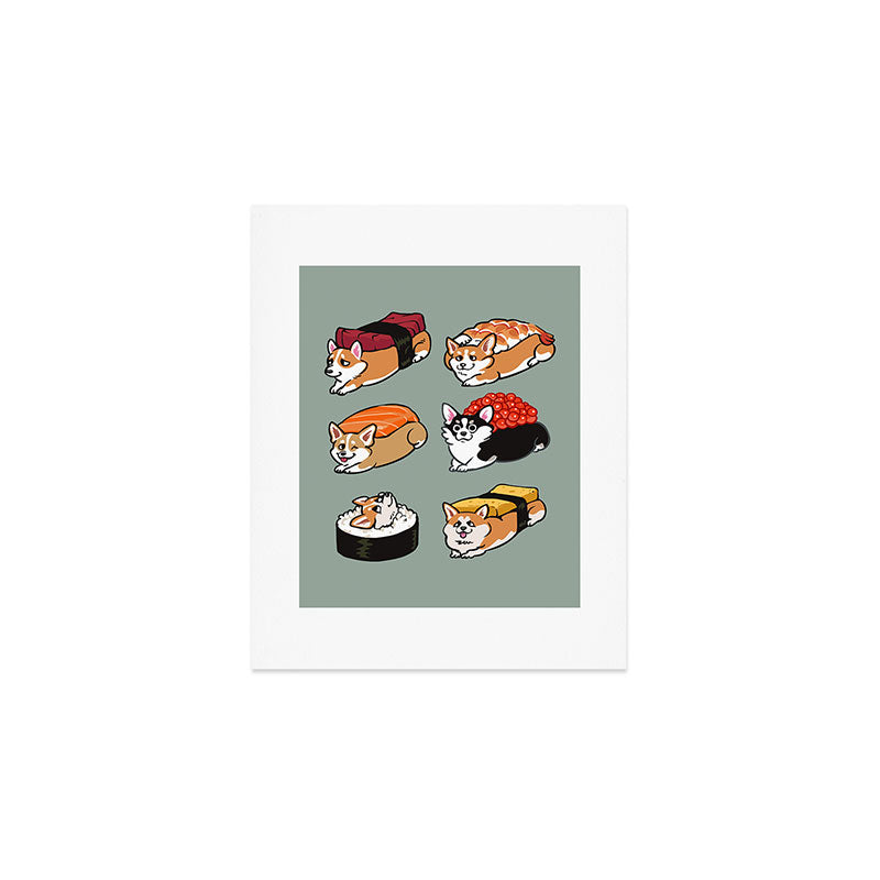 Sushi  Corgi Art Print Gallery Image 1