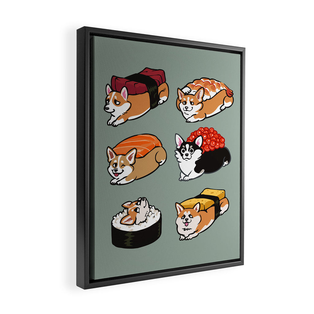 Sushi  Corgi Framed Canvas Print Gallery Image 2