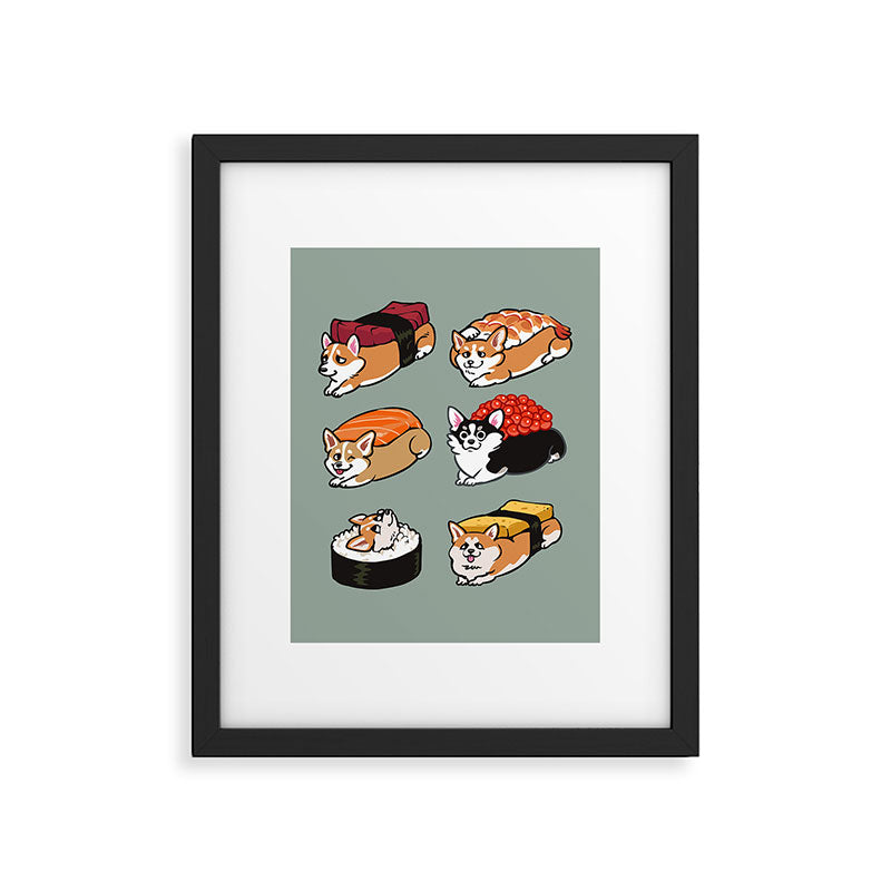 Sushi  Corgi Framed Art Print Gallery Image 6