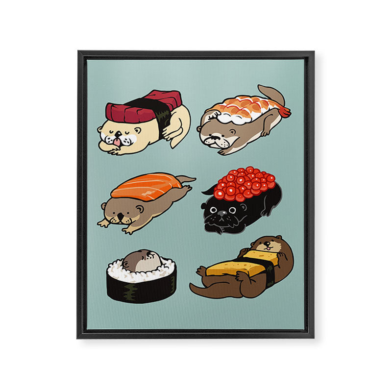 Sushi Otter Framed Canvas Print Gallery Image 8