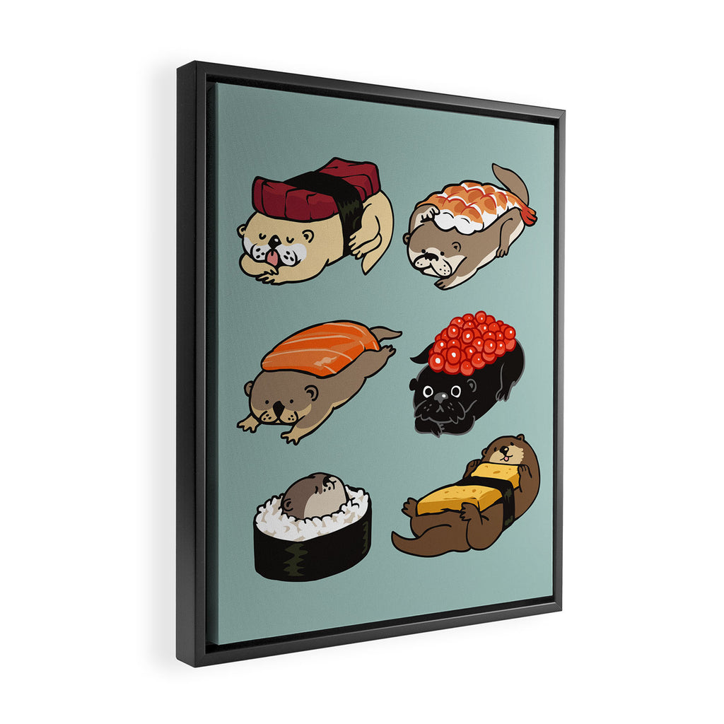 Sushi Otter Framed Canvas Print Gallery Image 2