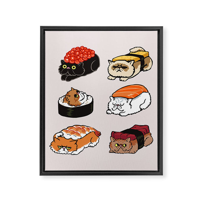 Sushi Persian Cat Framed Canvas Print Gallery Image 1