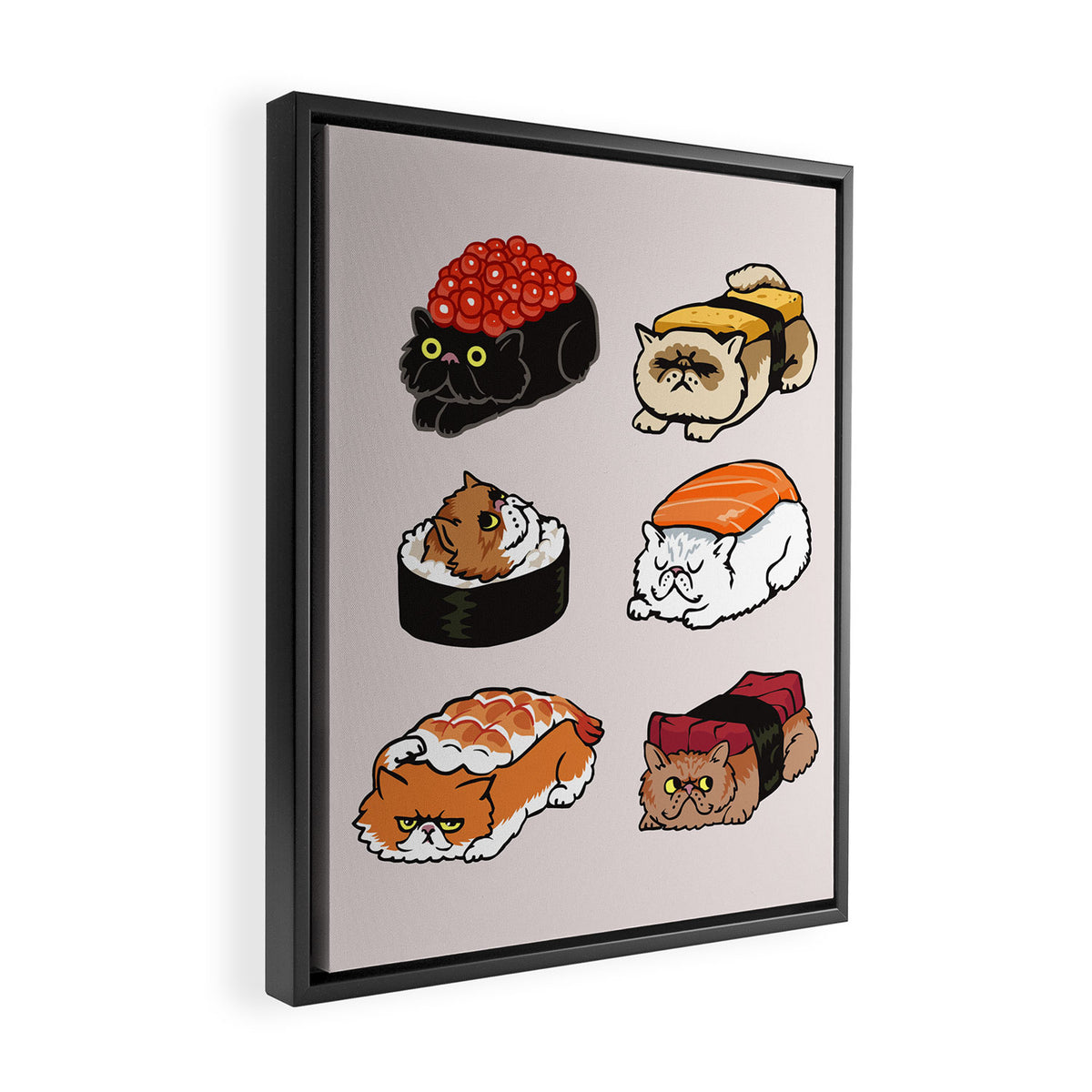 Sushi Persian Cat Framed Canvas Print Gallery Image 2