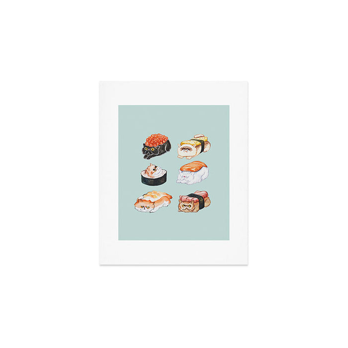 Sushi Persian Cat Watercolor Art Print Gallery Image 1