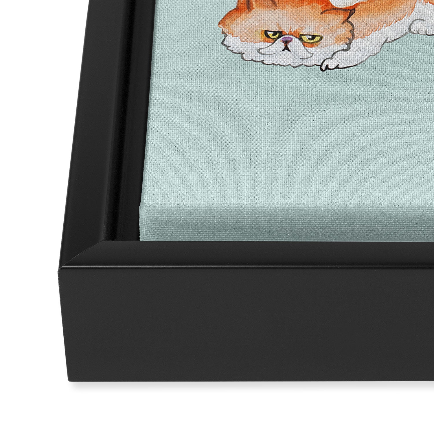 Sushi Persian Cat Watercolor Framed Canvas Print Gallery Image 3