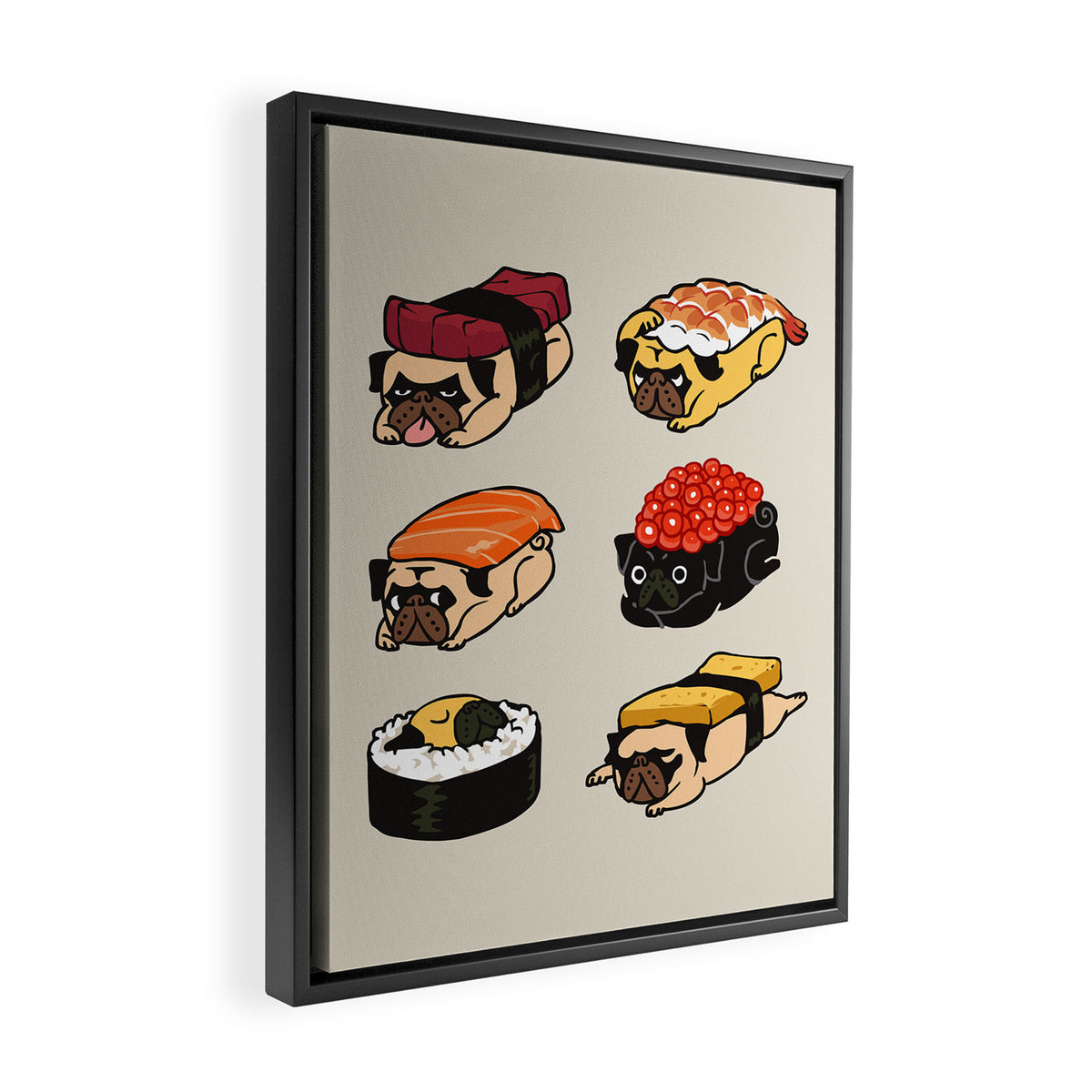 Sushi Pug Framed Canvas Print Gallery Image 2