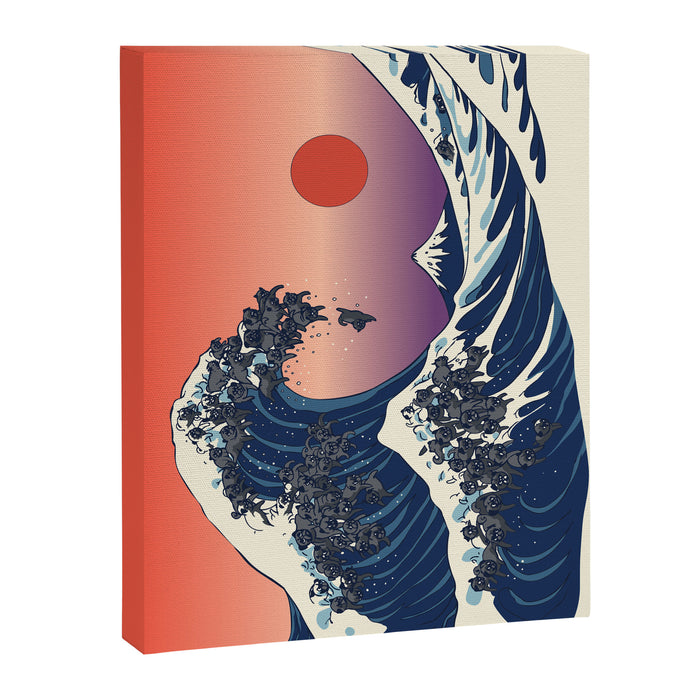 The Great Wave of Black Pug Canvas Print Gallery Image 1