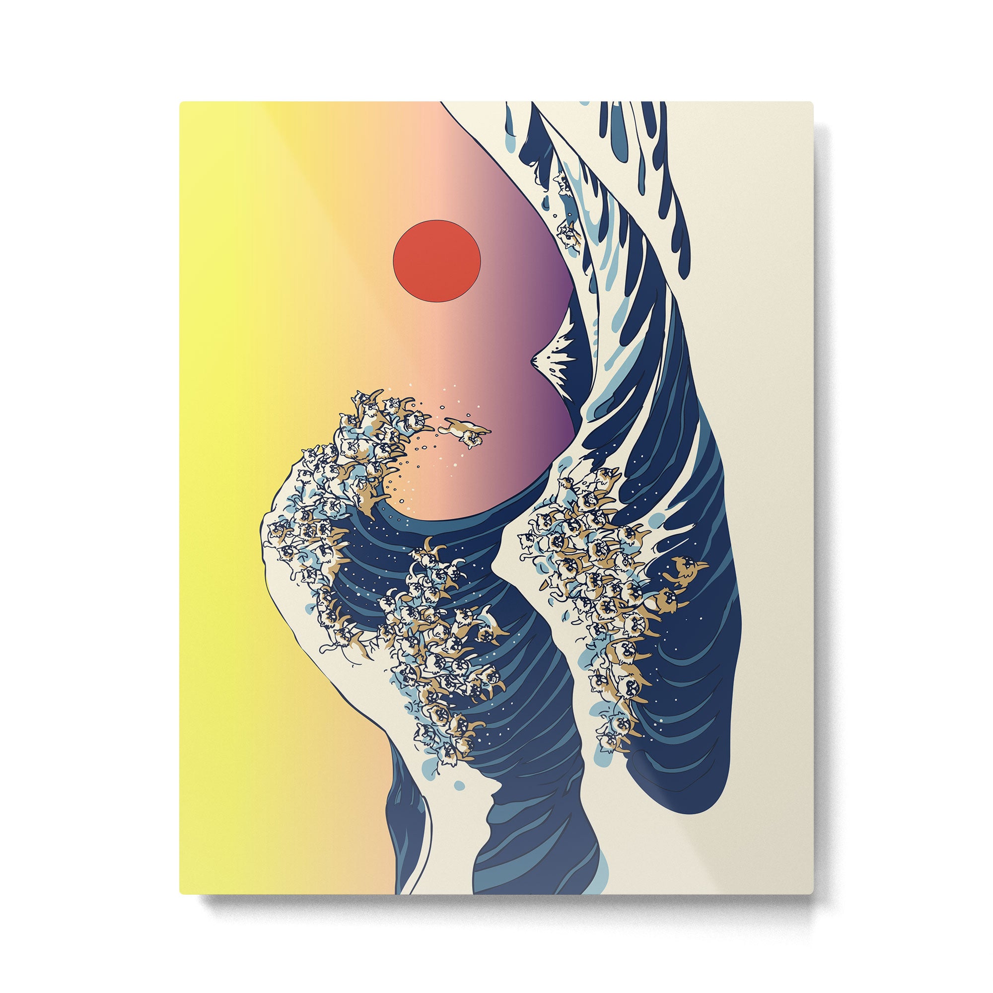 The Great Wave Of  Cat Metal Print Gallery Image 6