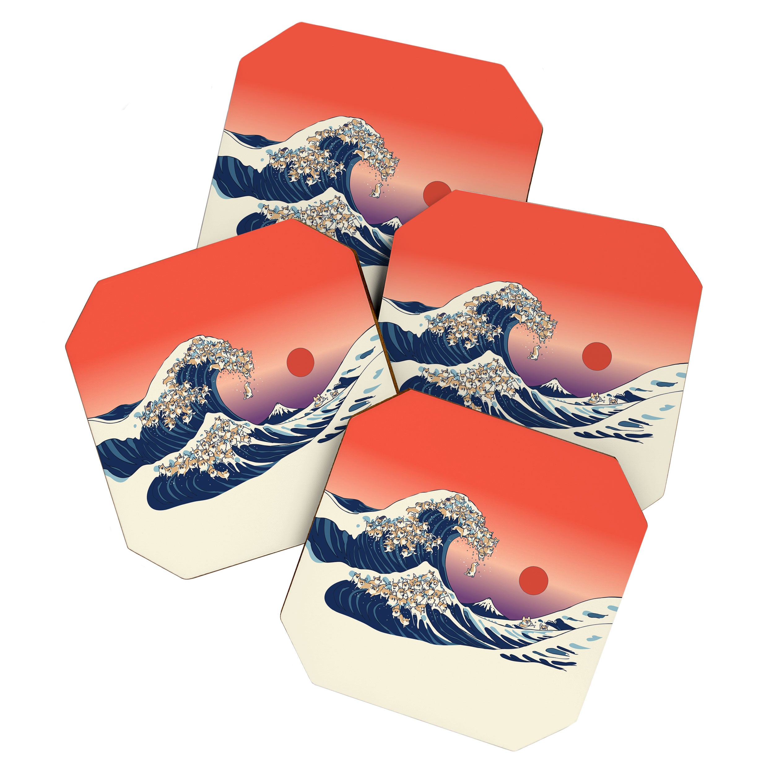 The Great Wave of Corgis Coaster Gallery Image 1