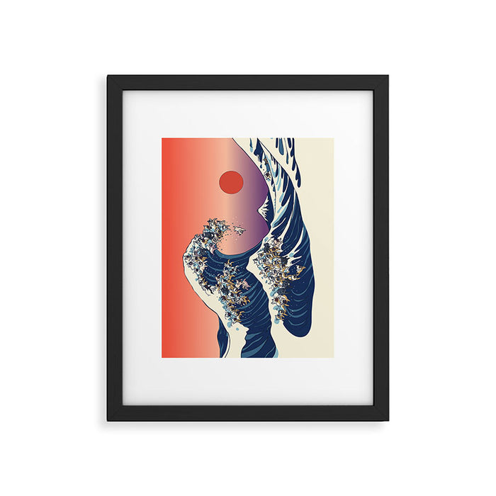 The Great Wave Of  French Bulldog Framed Art Print Gallery Image 1
