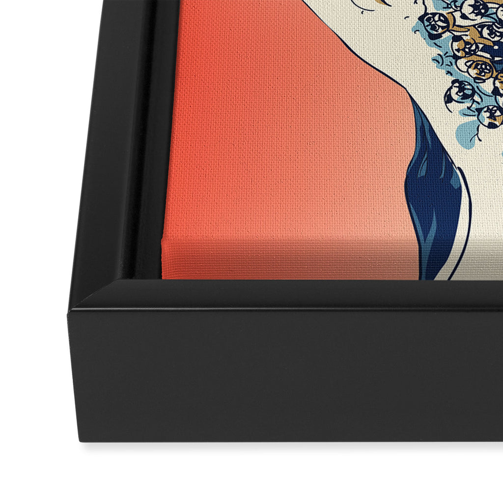 The Great Wave of Pug Framed Canvas Print Gallery Image 3