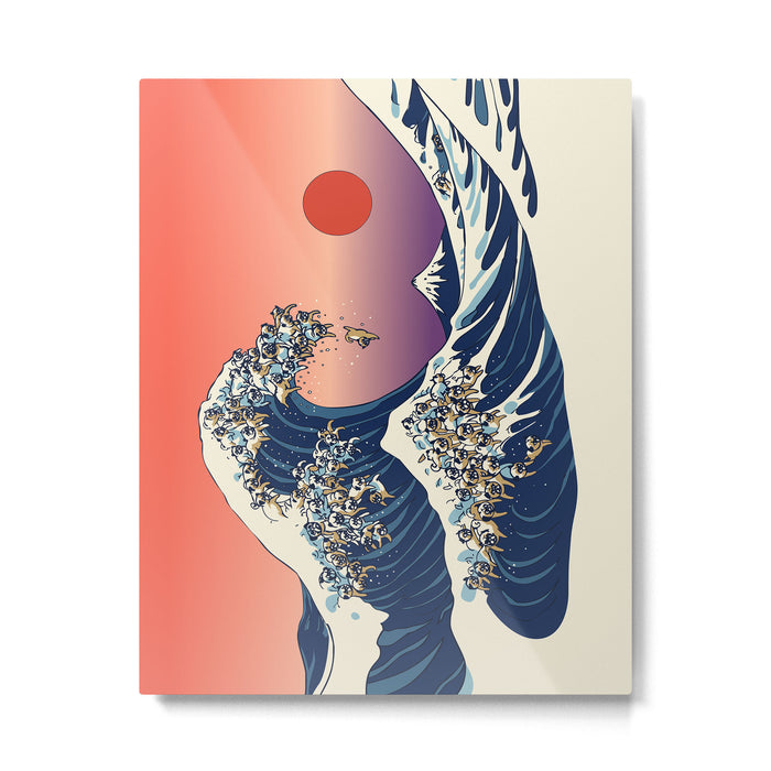 The Great Wave of Pug Metal Print Gallery Image 1