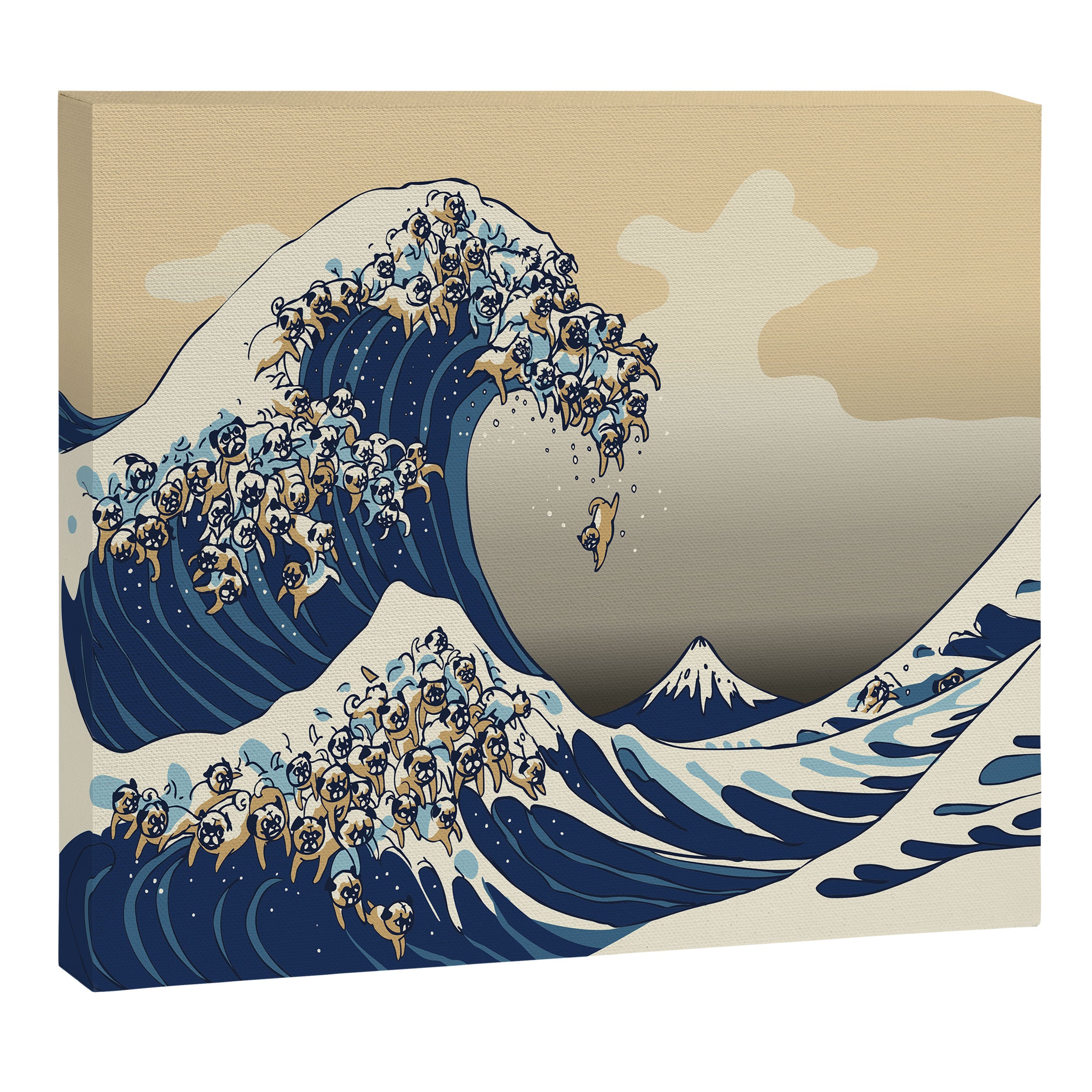 The Great Wave of Pugs Vanilla Sky Canvas Print Gallery Image 14