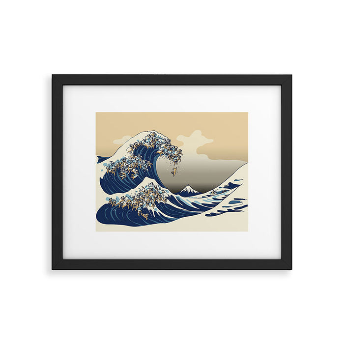 The Great Wave of Pugs Vanilla Sky Framed Art Print Gallery Image 1