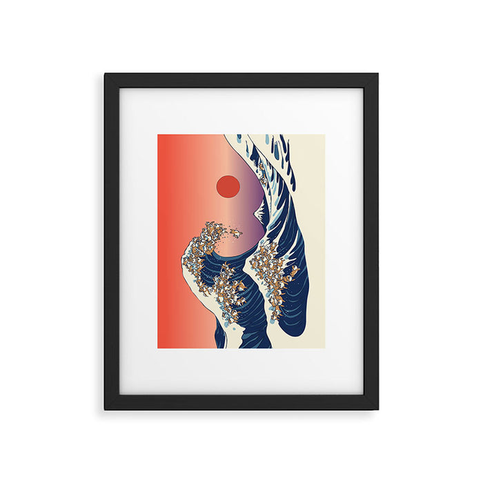The Great Wave of Shiba Inu Framed Art Print Gallery Image 1