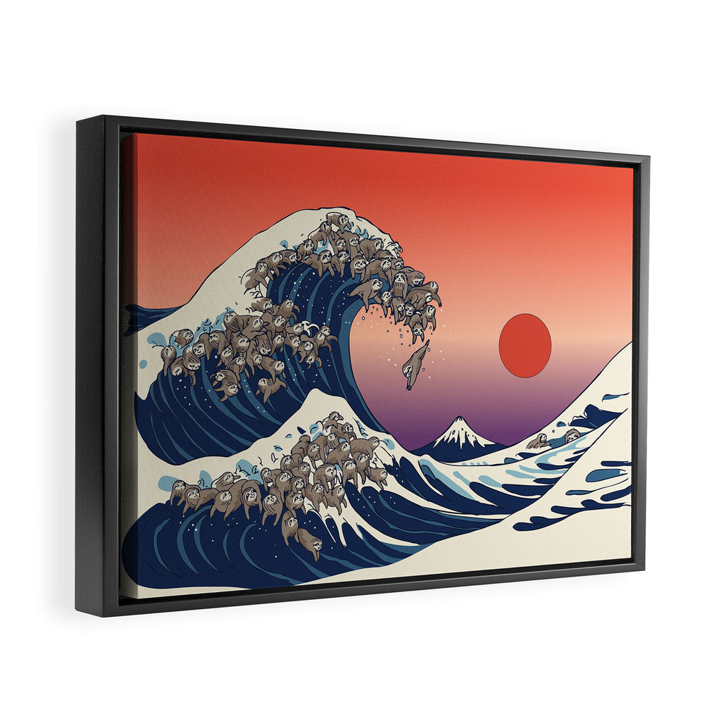 The Great Wave of Sloth Framed Canvas Print Gallery Image 2