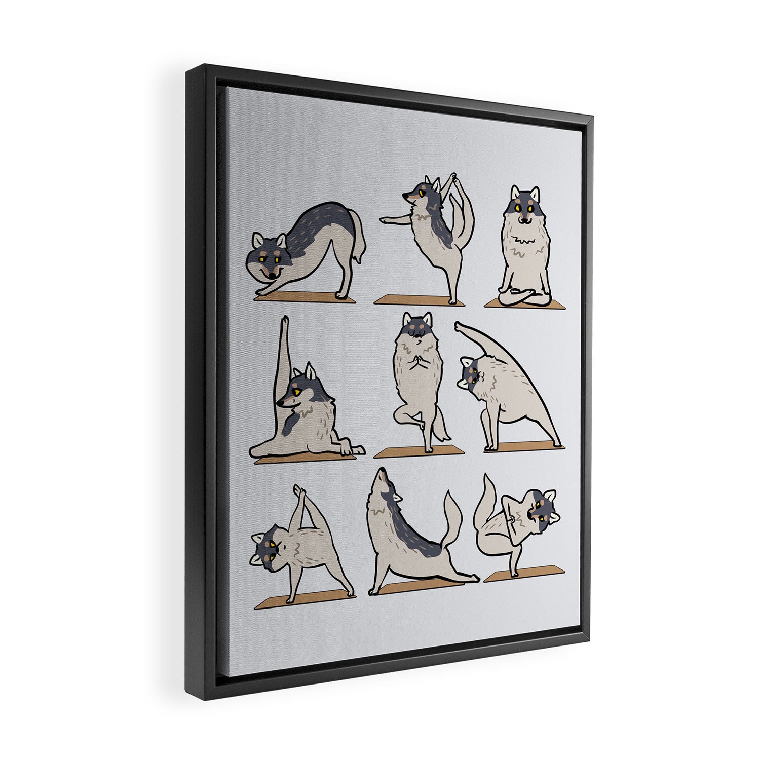 Wolf Yoga Framed Canvas Print Gallery Image 2