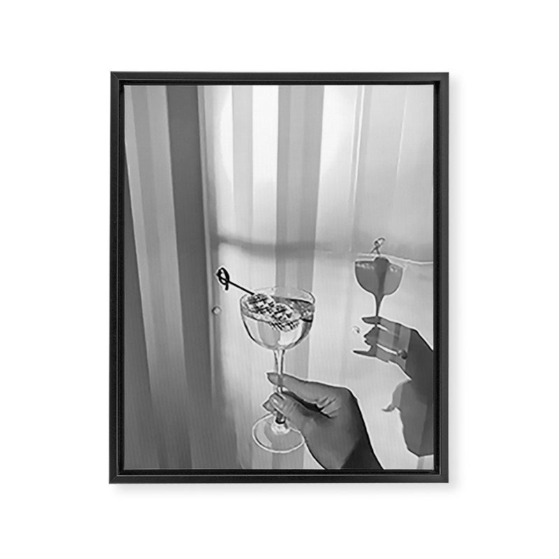 Disco Martini B&W Framed Canvas Print