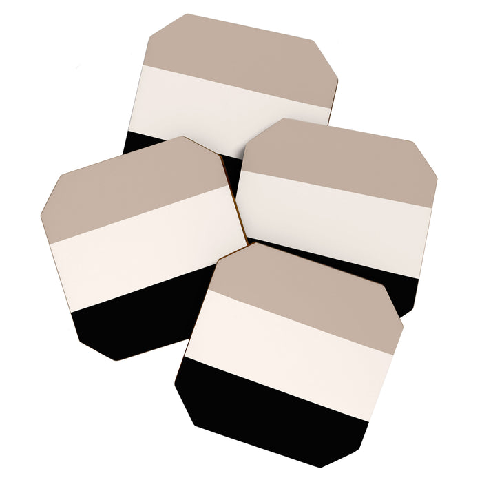 black tan cream bold stripes Coaster Gallery Image 1