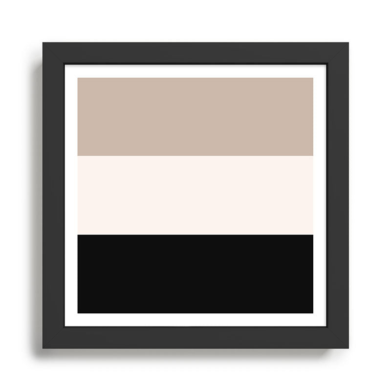 black tan cream bold stripes Framed Art Print Gallery Image 1