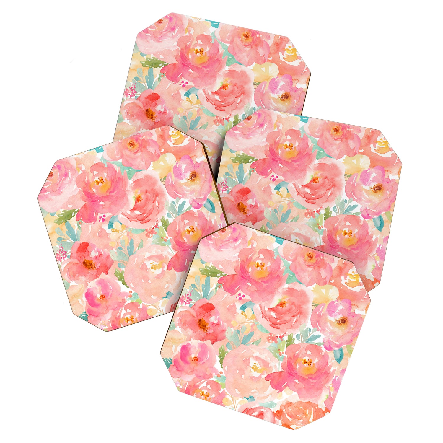Preppy Pink Peonies Coaster Gallery Image 1