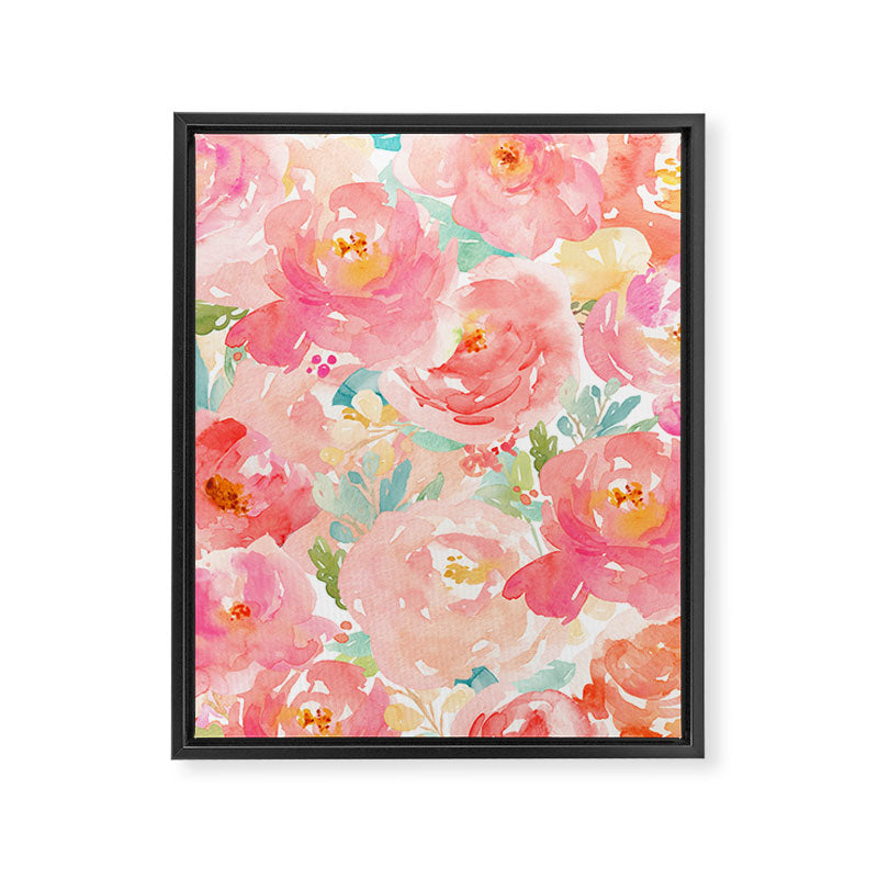 Preppy Pink Peonies Framed Canvas Print Gallery Image 8
