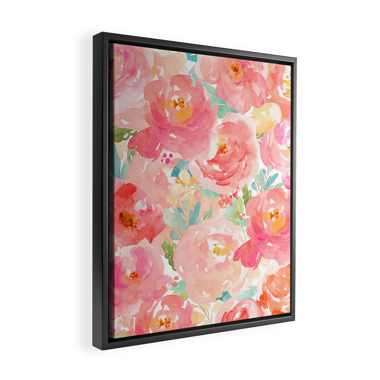 Preppy Pink Peonies Framed Canvas Print Gallery Image 2