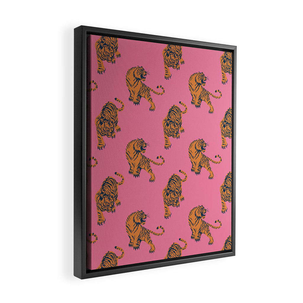 tiger print pink Framed Canvas Print Gallery Image 2
