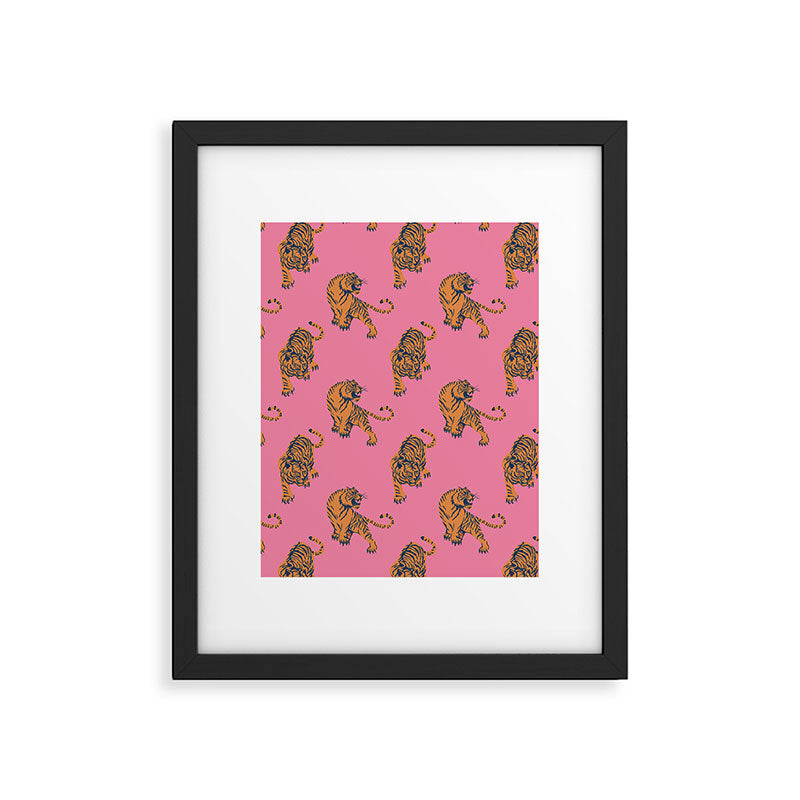 tiger print pink Framed Art Print Gallery Image 6
