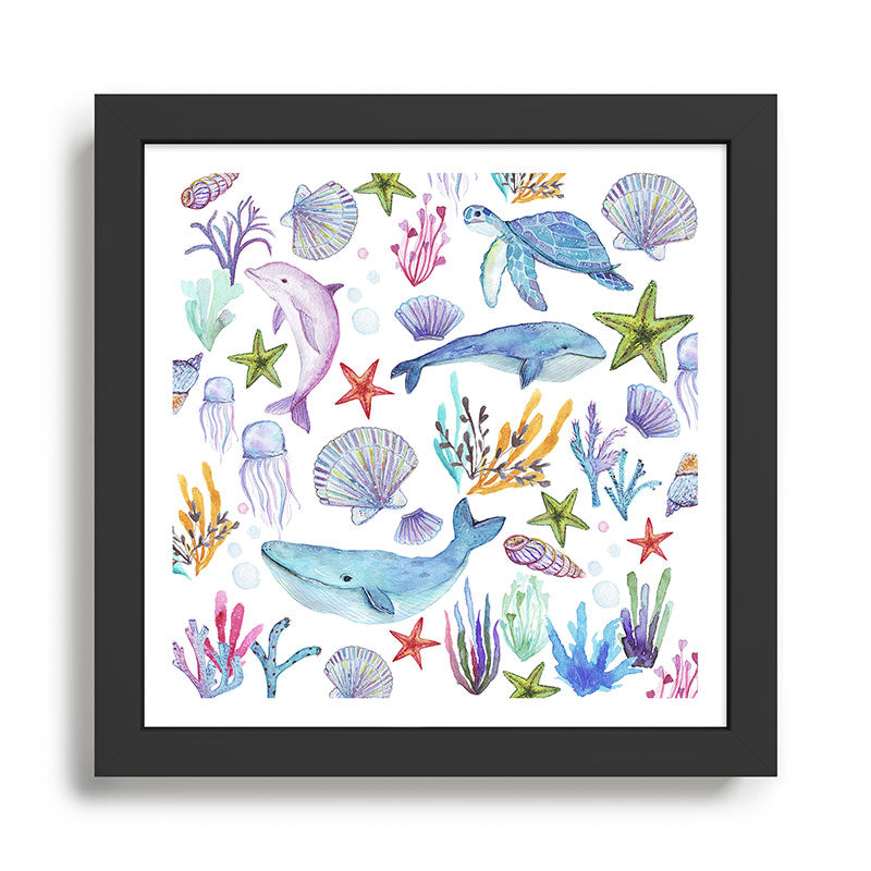 under the sea watercolor Framed Art Print Gallery Image 1