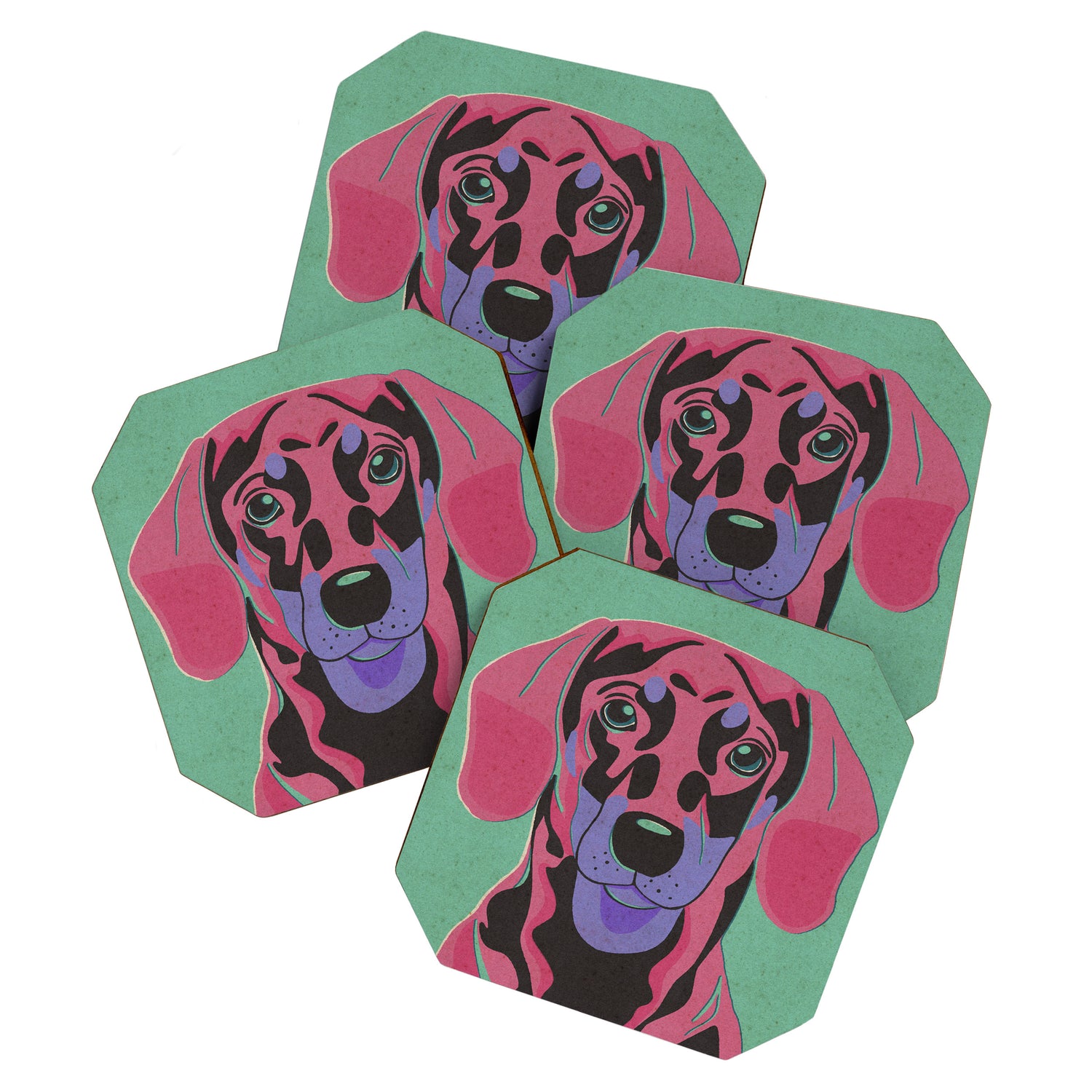 Abstract Dachshund in Pink and Purple Coaster Gallery Image 1