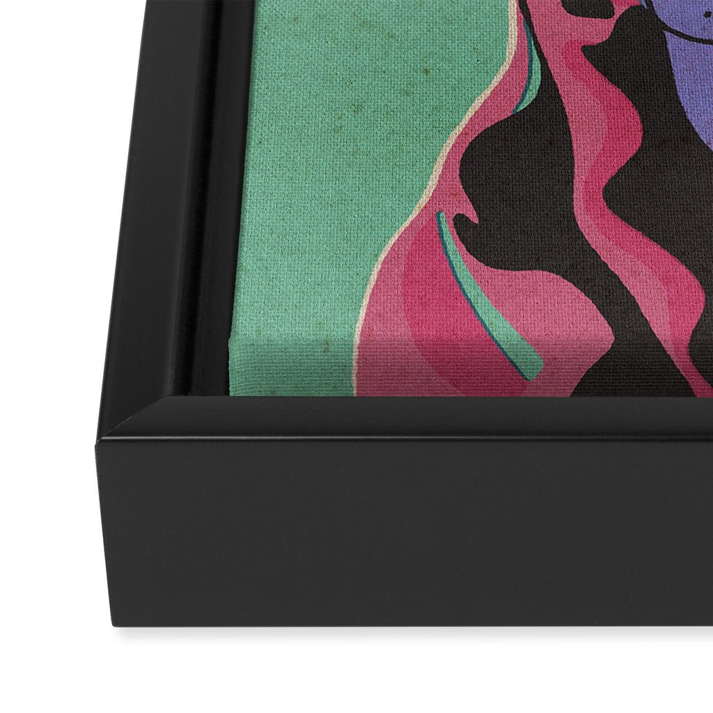 Abstract Dachshund in Pink and Purple Framed Canvas Print Gallery Image 3