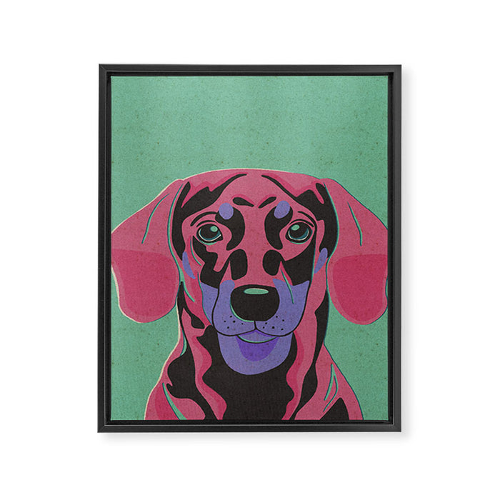 Abstract Dachshund in Pink and Purple Framed Canvas Print Gallery Image 1