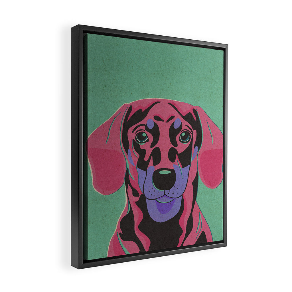 Abstract Dachshund in Pink and Purple Framed Canvas Print Gallery Image 2