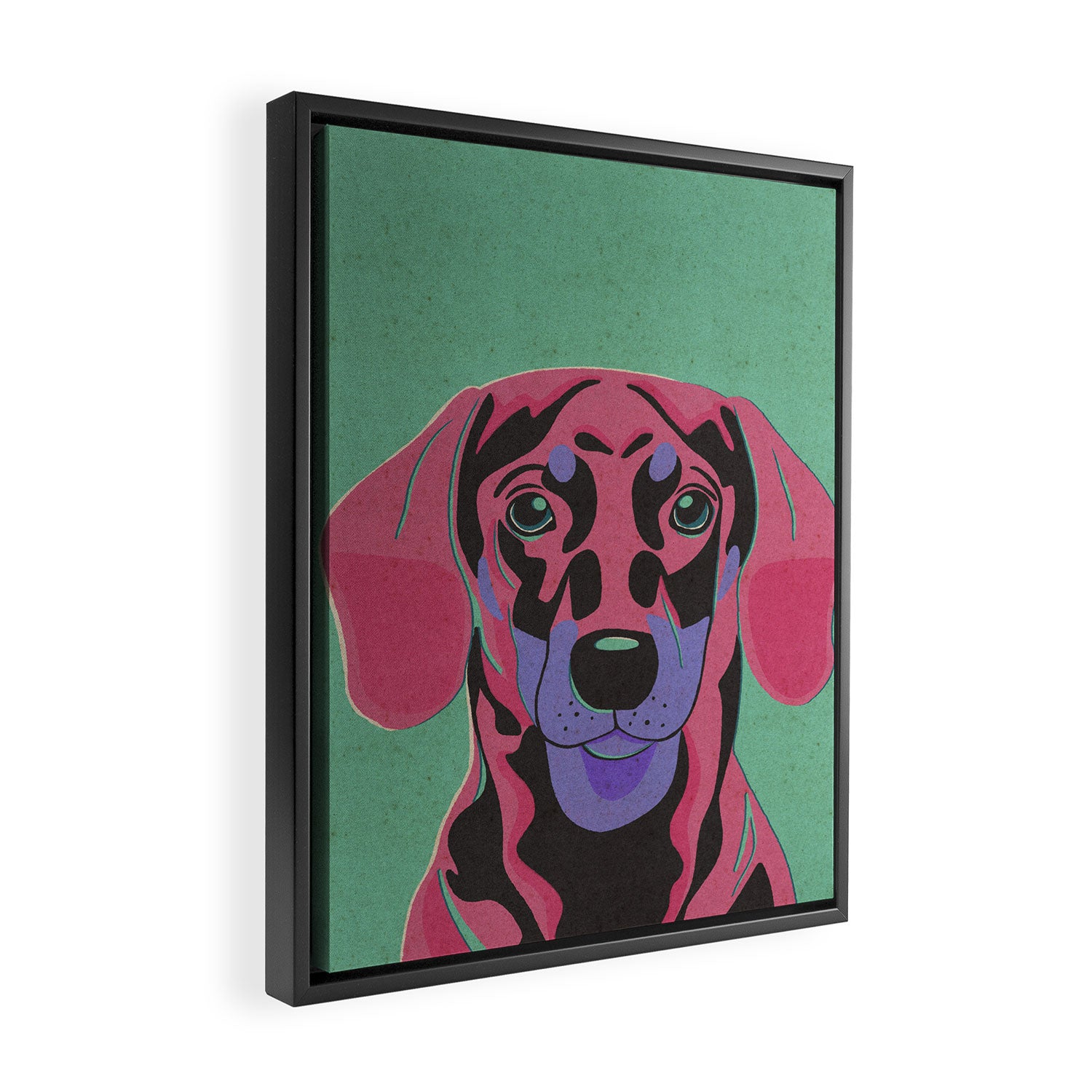 Abstract Dachshund in Pink and Purple Framed Canvas Print Gallery Image 2