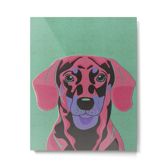 Abstract Dachshund in Pink and Purple Metal Print Gallery Image 1